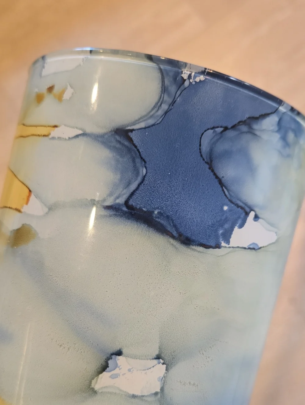 Tall Cylinder Multi-Color Marble Swirl Design Glass Vase